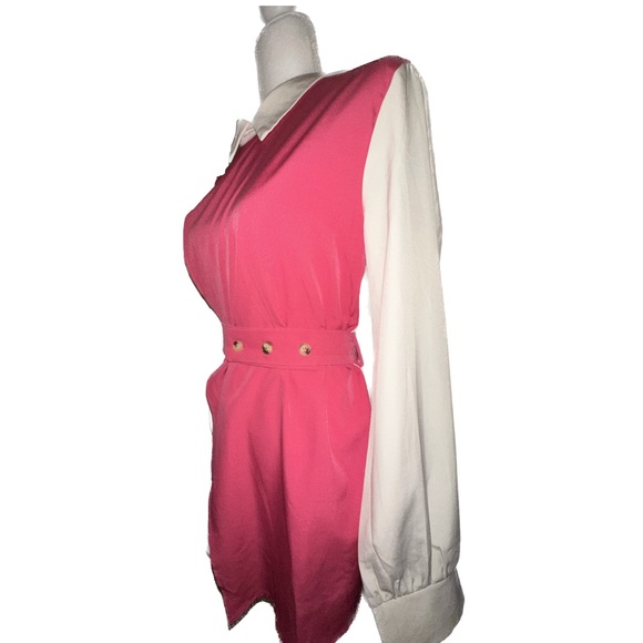 NWOT- SHEIN | XL (12) - Contrast Panel Asymmetrical Hem 2 In 1 Belted Blouse - Picture 8 of 11